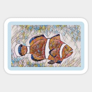 Clownfish in the Abstract Sea Sticker